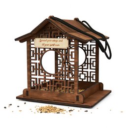 Mangeoire à oiseaux en bois pour petits oiseaux, décoration extérieure fonctionnelle pour jardins et patios