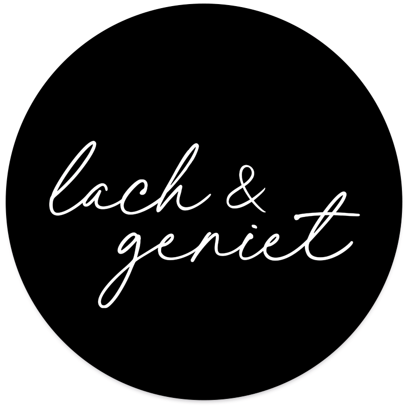 Muurcirkel lach & geniet zwart