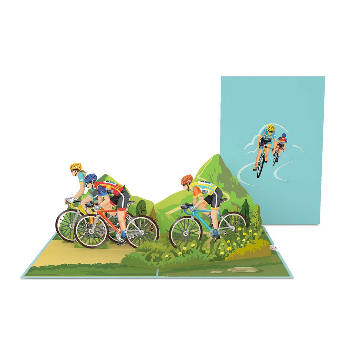 Racing cyclist pop-up card