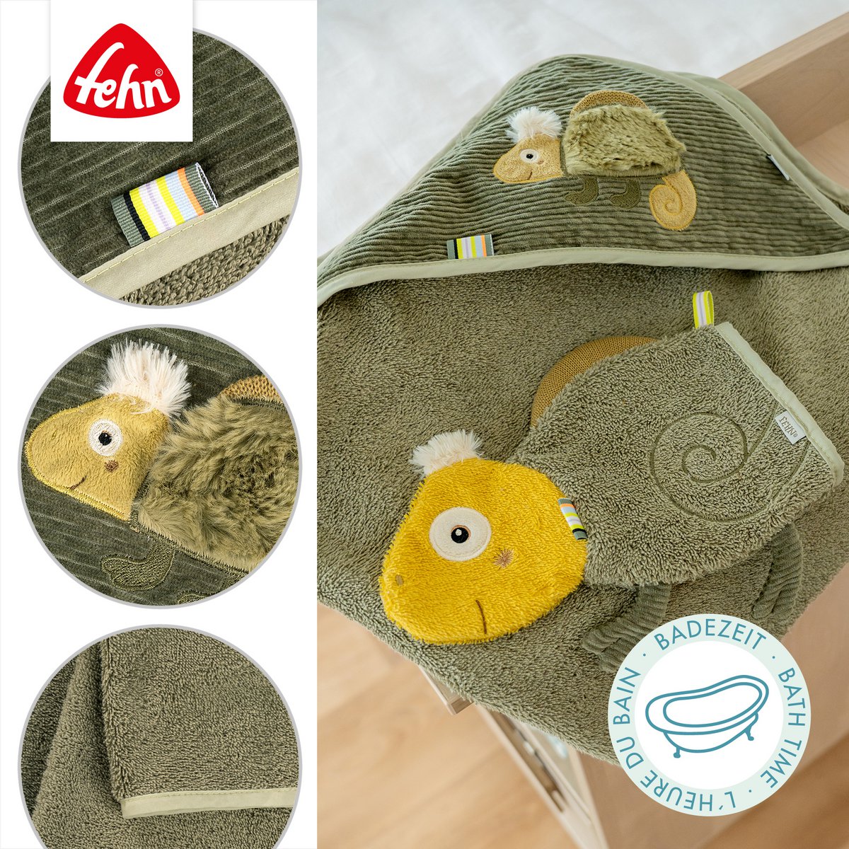 Hooded bath towel chameleon