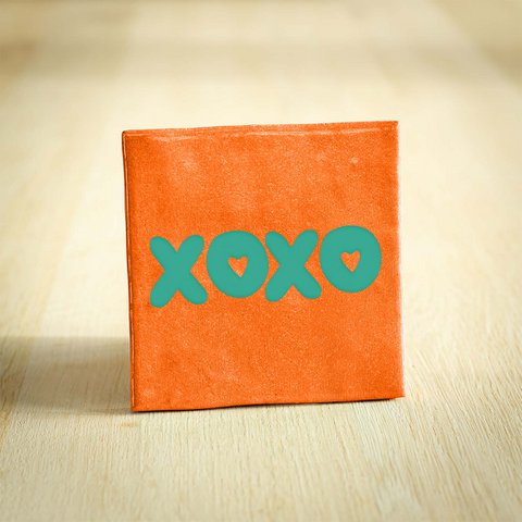 Tegeltje - XOXO | Oranje & Zeegroen | 10x10cm