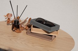 Modern Ribbed Square Organizer in Earthy Tones – Minimalist Desk, Vanity, or Home Storage Solution, Minimalist Modern Office Design Decor