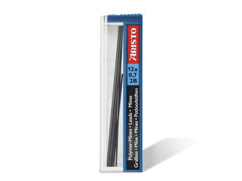 Bleistiftminen Aristo 2B 0,7 mm Tube, 12 Stk.
