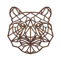 Geometric animal tiger wall art, made of brown metal, with intricate abstract pattern design. Suitable for home decor, office, or as a gift.