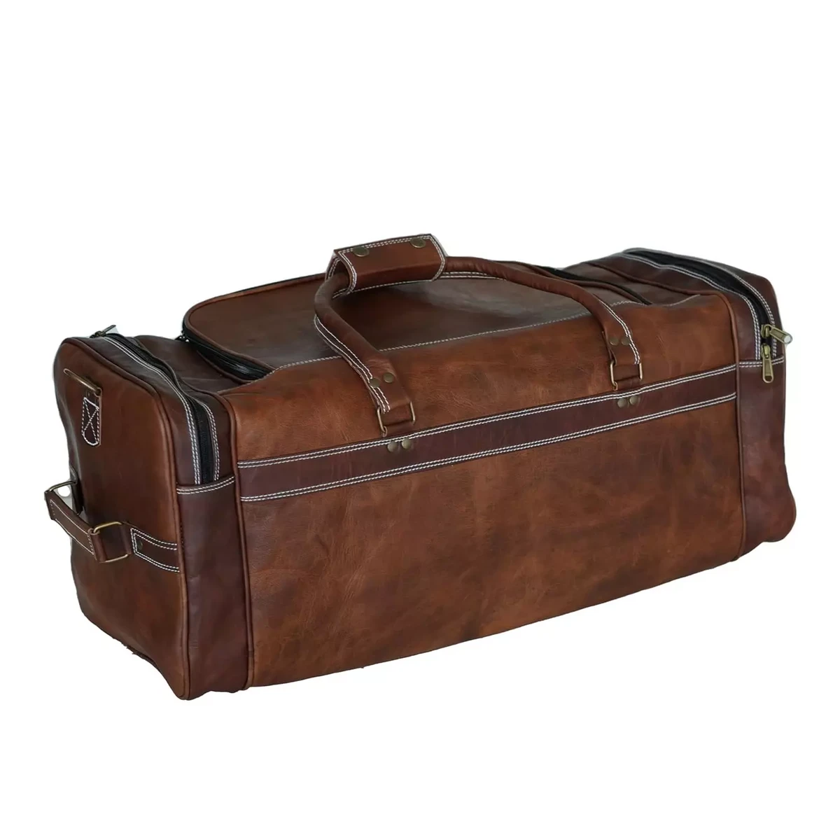 Handmade Full-Grain Leather "Legacy" Duffle – 24" (61cm) Artisan Vintage Travel Bag with Eco-Tanned Sustainability