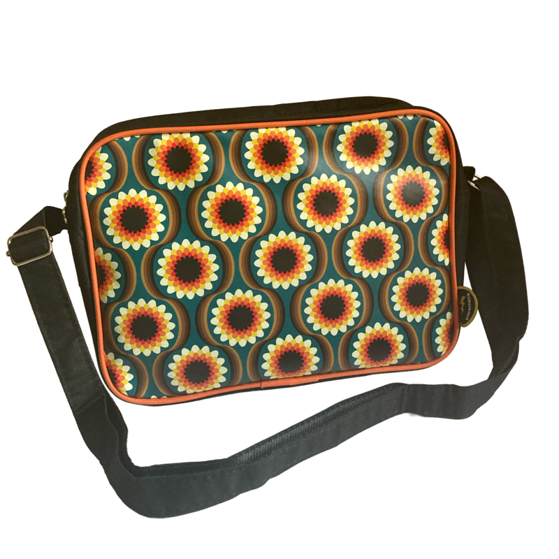 Torebka na ramię średnia - Retro kwiaty czarne