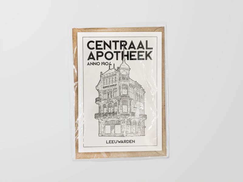 Pharmacie centrale, Leeuwarden, Frise, carte postale