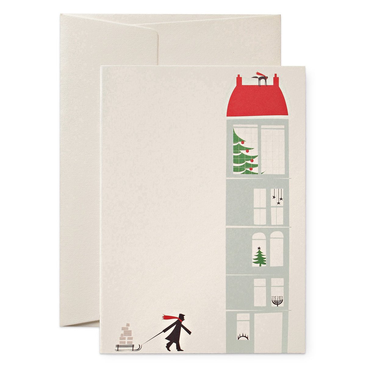 Man Pulling Sled Greeting Card