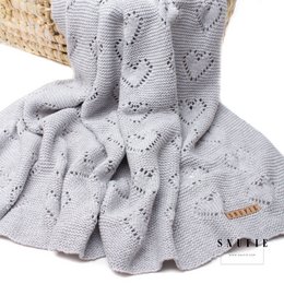 Coperta del bambino | AMORE lavorato a maglia | Grigio