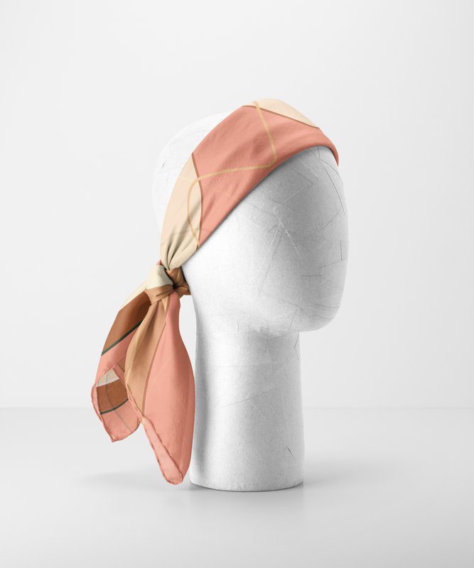 Silke firkantet tørklæde - MUSE 67*67 cm - Gammel rose