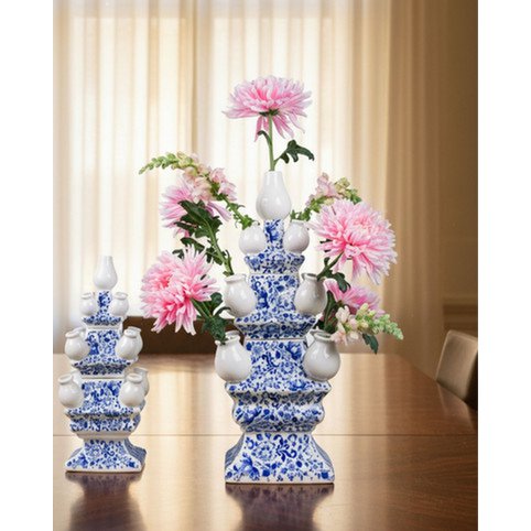 Tulip vase XL - 3 -piece - Ornate flower - Ceramics - 51 cm