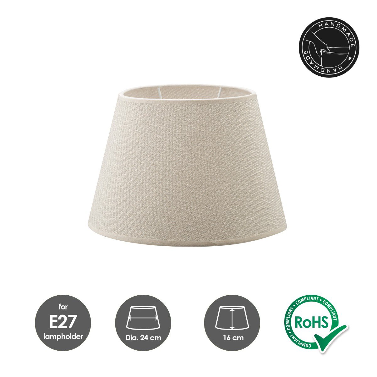 Home Sweet Home Fabric Lampshade Beige - 24 x 16 x 16 cm