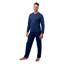 Men's long sleeve, royal blue pajama set with a classic, comfortable fit.