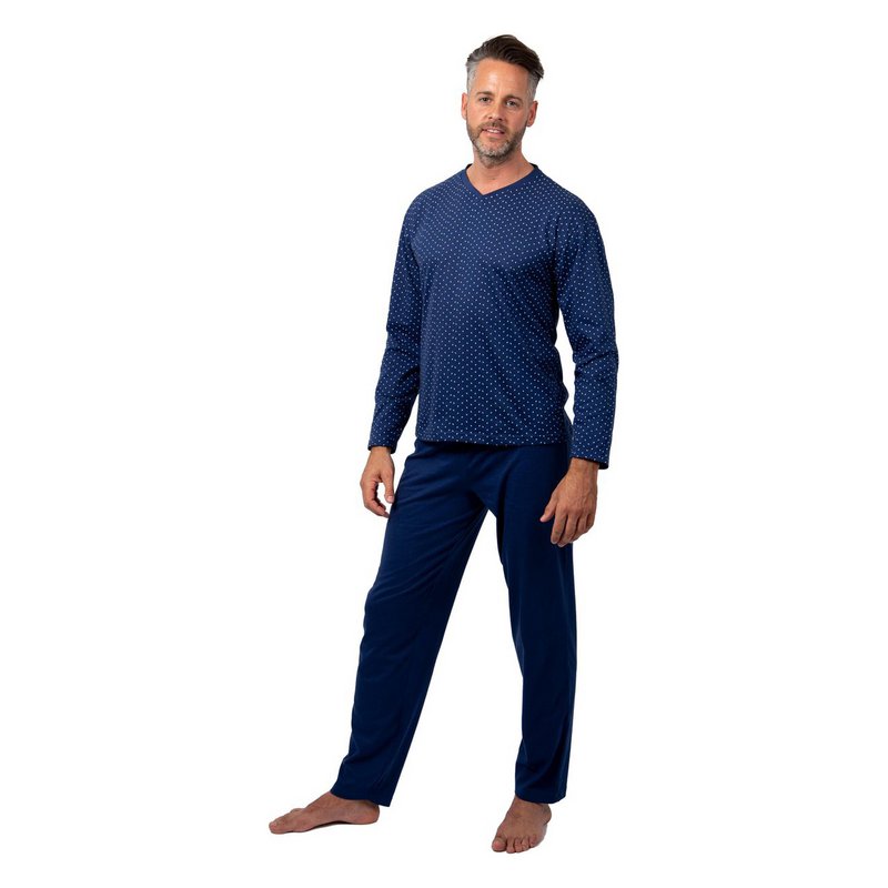 Set de pijama masculino - manga larga - azul real