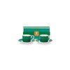 Set/2 Espresso Cups & Saucers Love Birds Stripes Emerald-Green