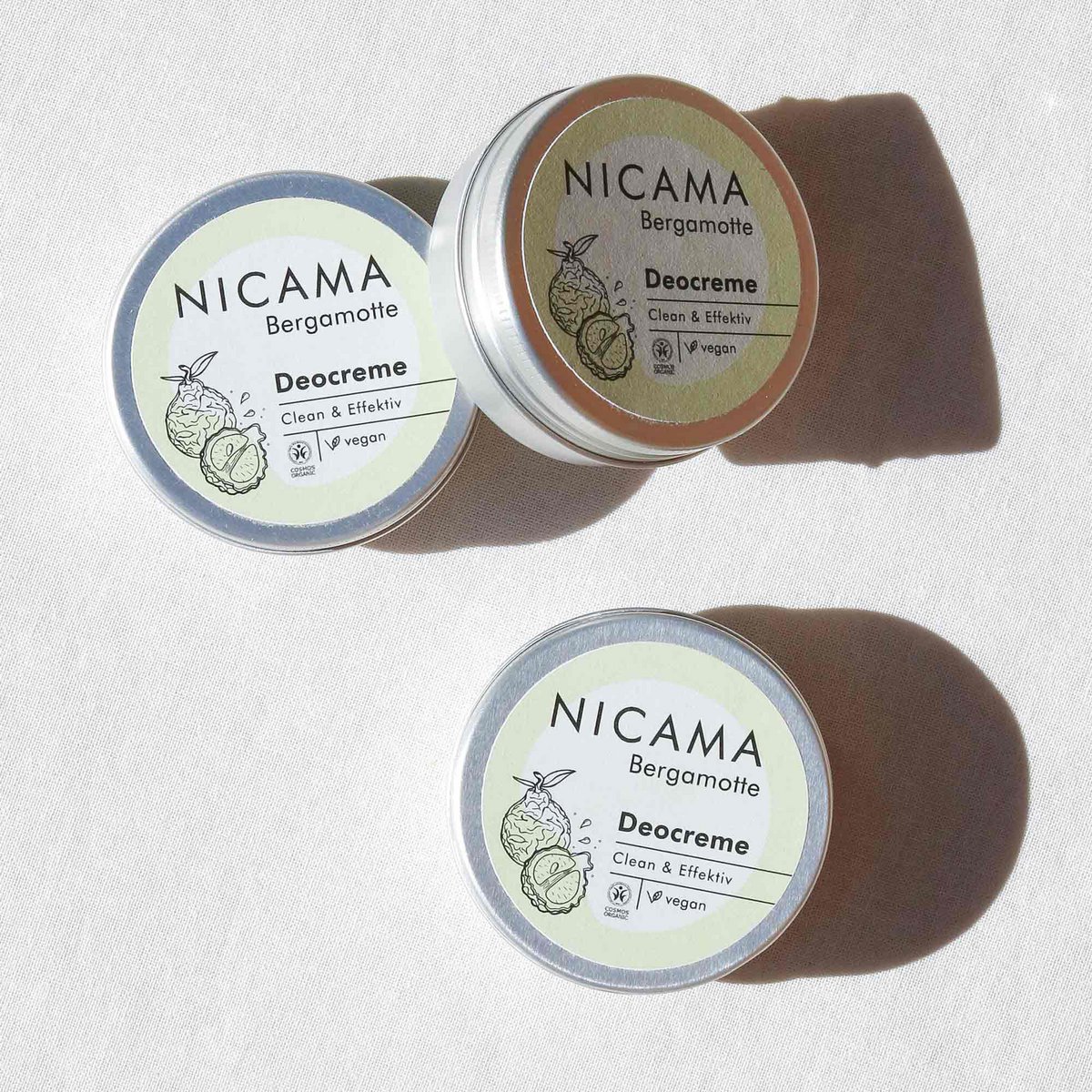 NICAMA - Crema deodorante al bergamotto (cosmetici naturali biologici, vegani, plastic-free, con bicarbonato) - 45g