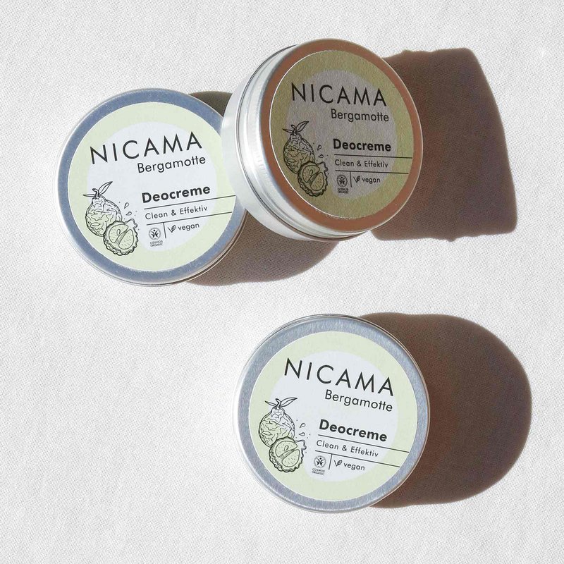 NICAMA - Bergamot deodorant cream (organic natural cosmetics, vegan, plastic-free, with baking soda) - 45g