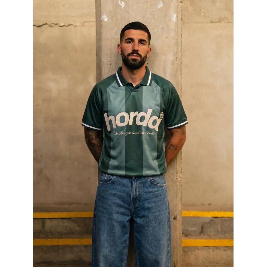 Horda Football Style Recycled Mesh Polo Forest Green