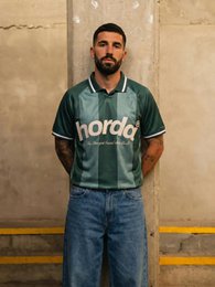 Horda Football Style Recycled Mesh Polo Forest Green
