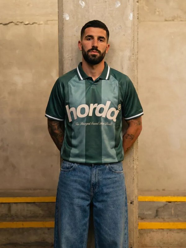 Horda Football Style Recycled Mesh Polo Forest Green