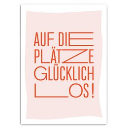 Ready, happy, go - ansichtkaart met neonprint