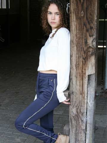 Funkle Girls Pants – Donkerblauw met Gouden Bies – Premium Kwaliteit