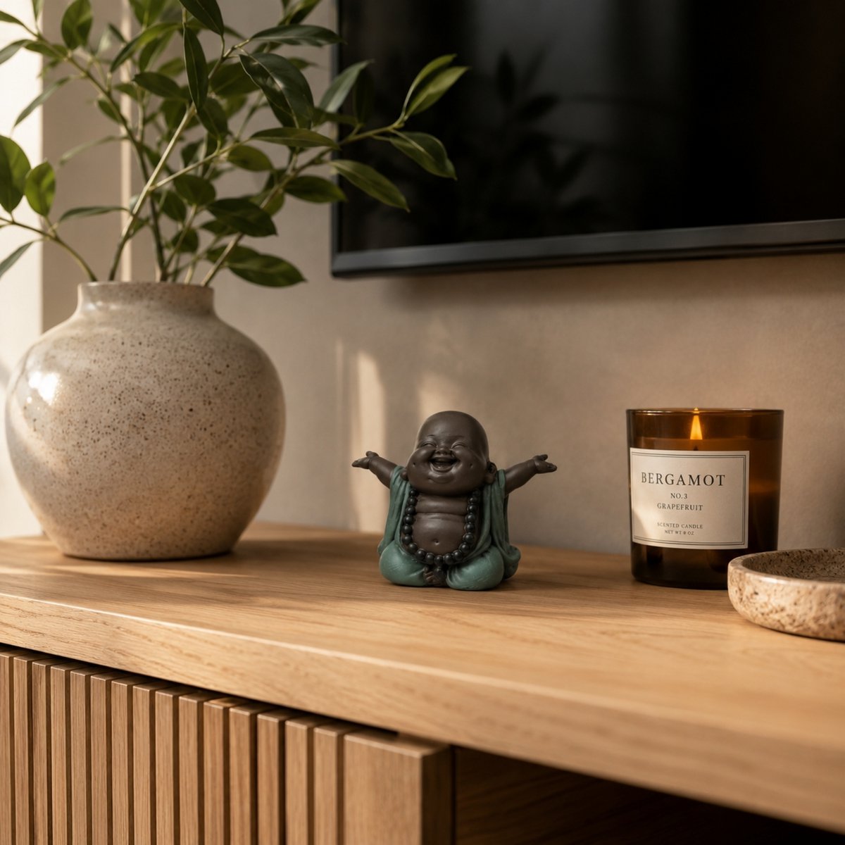 Welkom Boeddha Welcome - Happiness Porte - Zen en Feng Shui Decoration - om een ​​ontspannende en spirituele sfeer te creëren - Geschenkidee
