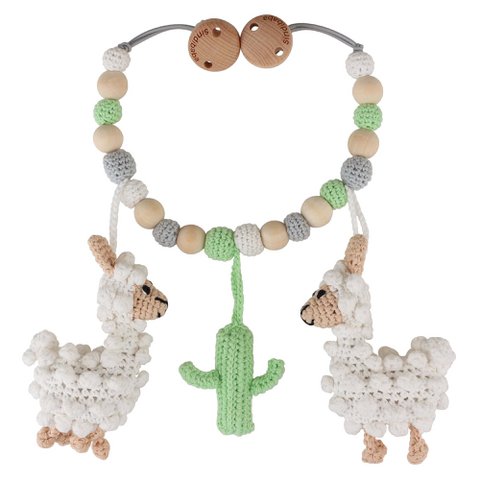 Gehaakte kinderwagenketting Lama LUKE (biologisch)