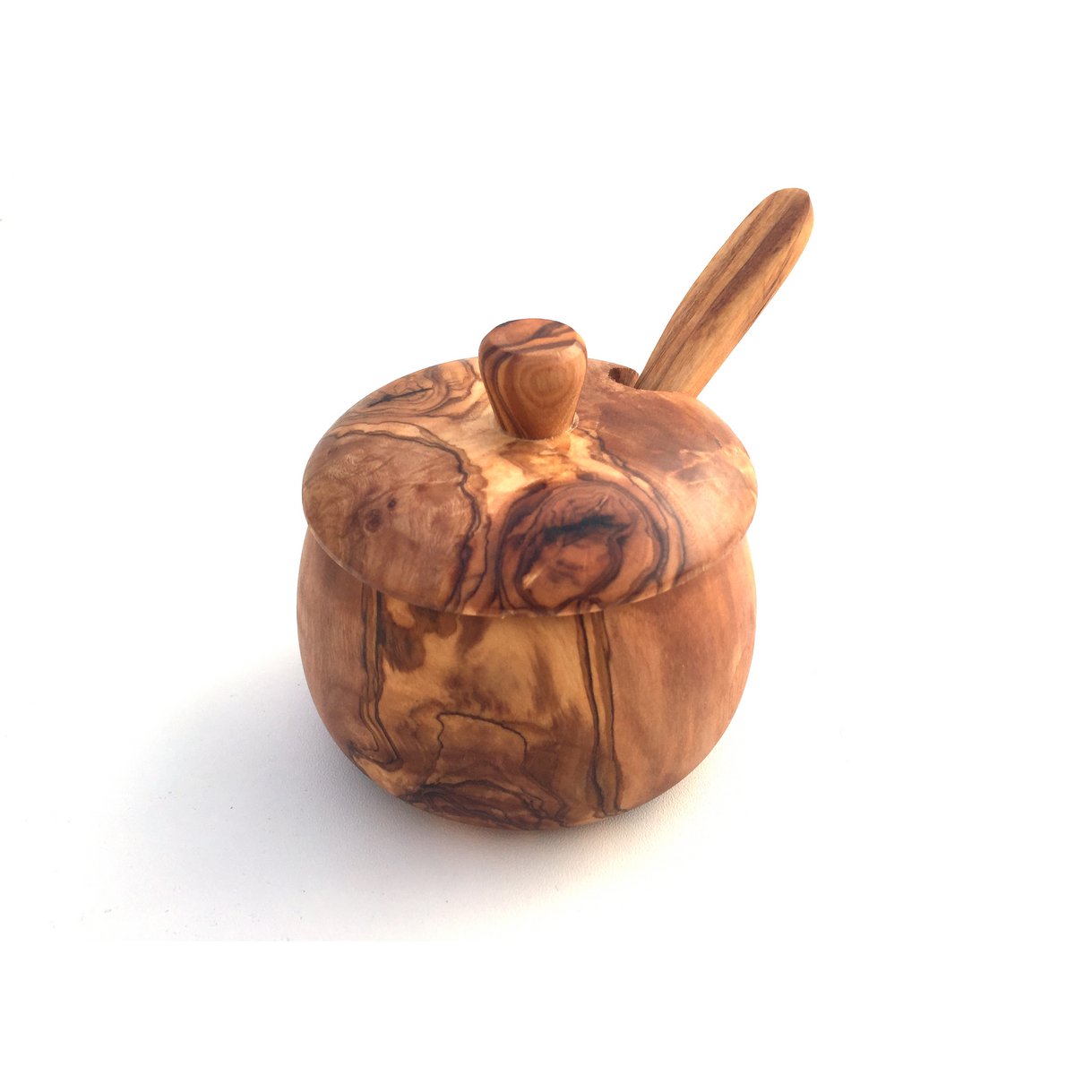 Pot en bois d'olivier avec cuillère
