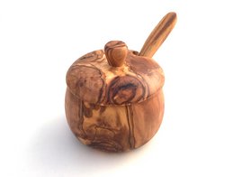 Pot en bois d'olivier avec cuillère