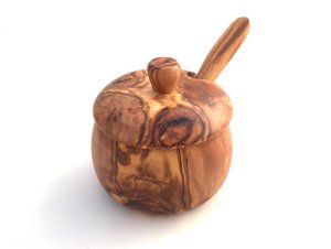 Olijfhouten pot met lepel