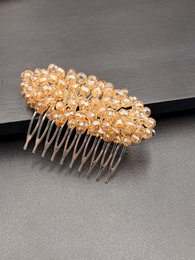 Peineta de cristal dorado claro para peinados de novia