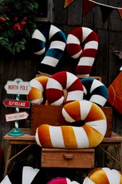 Kerstpatchworkkussen "Red Lollipop", het beste cadeau voor feestdagen