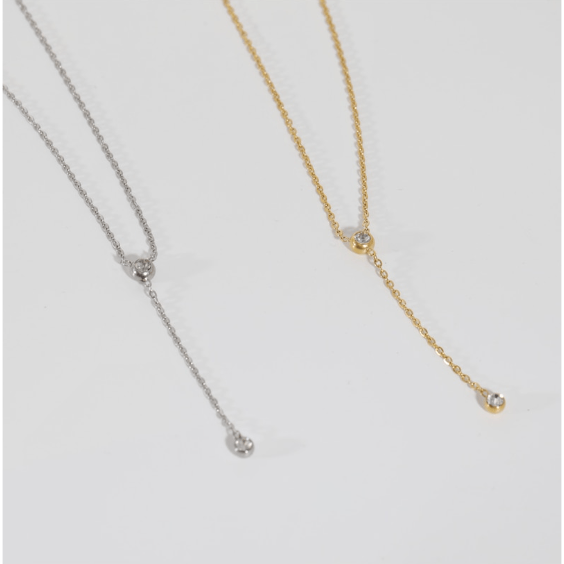 Foma - Minimalistisk kvast Crystal Drop halskæde