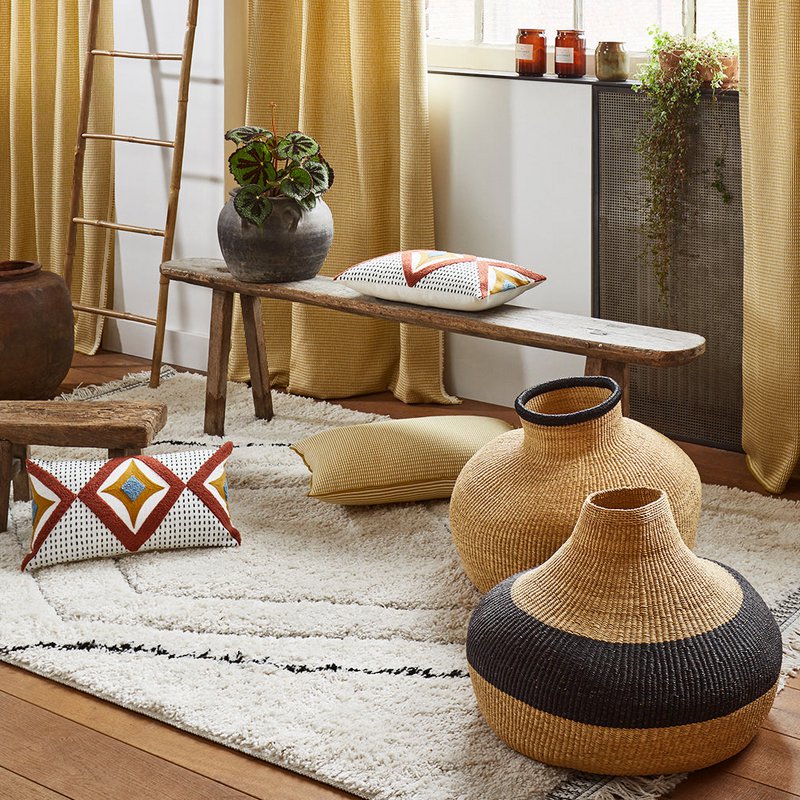 ZAYI ivory and terracotta cushion cover