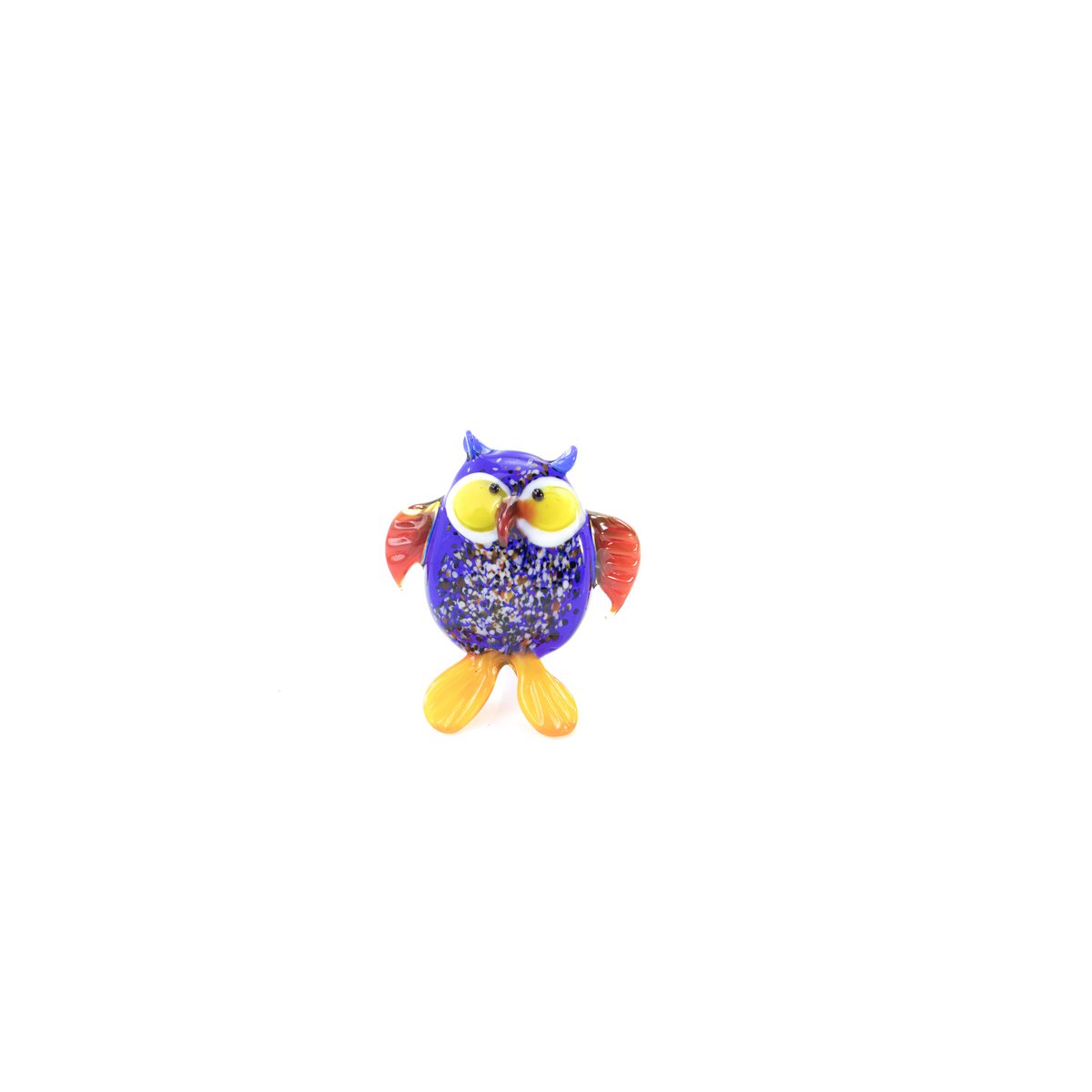 Glass owl - Blue - height 9 cm - Handmade