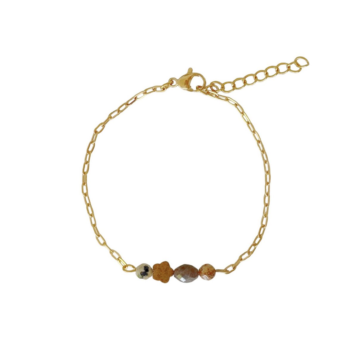 Pulsera de jaspe y labradorita marrón - Oro