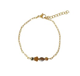 Pulsera de jaspe y labradorita marrón - Oro