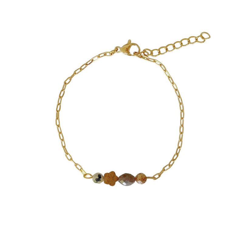 Pulsera de jaspe y labradorita marrón - Oro