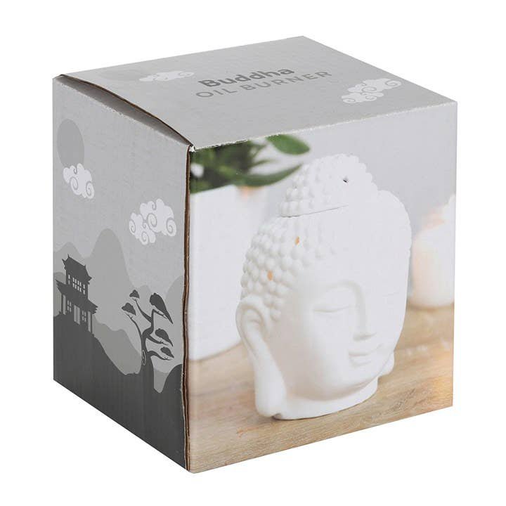 Buddha hoved oliebrænder - hvid