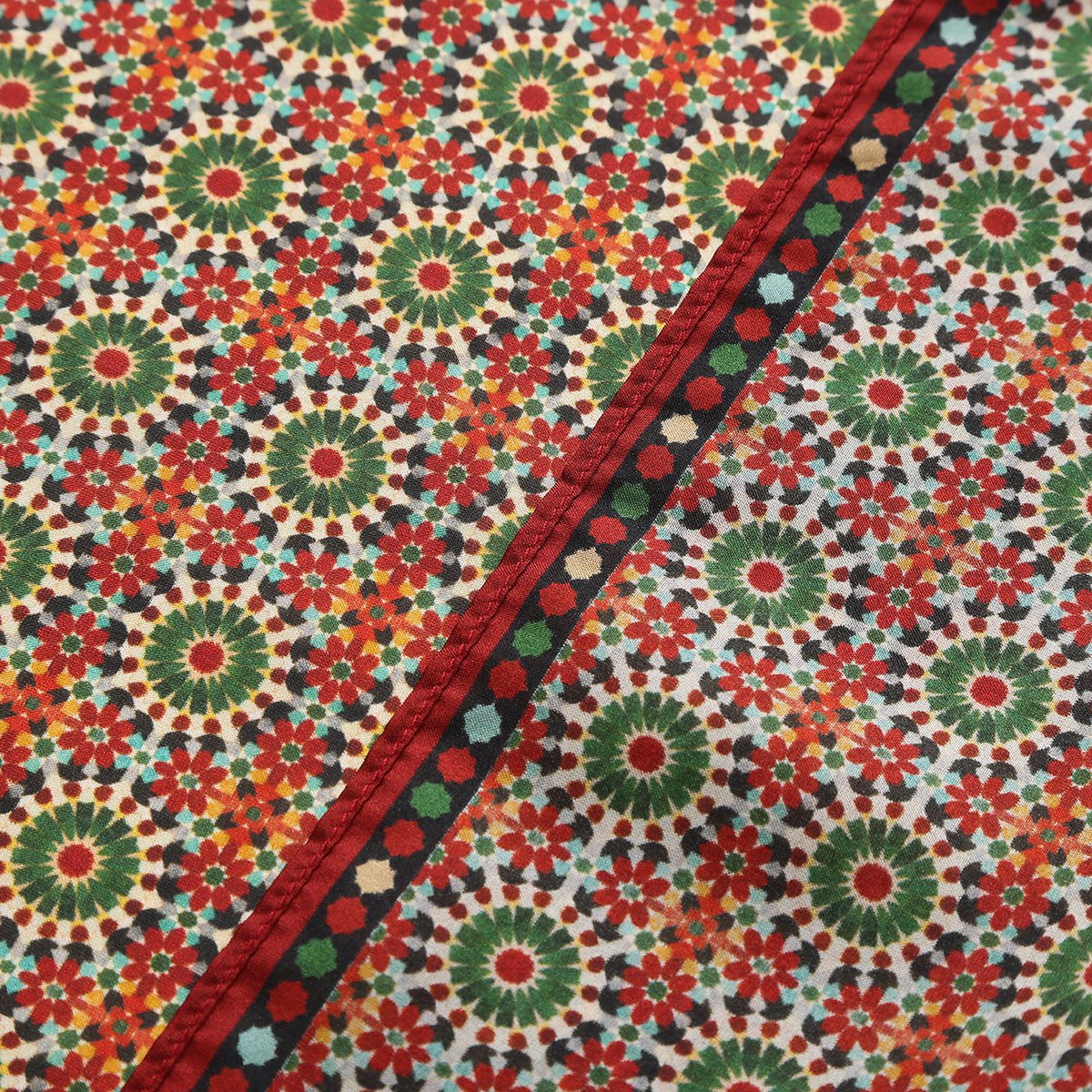 Red and Green Silk Square Scarf Zubaida