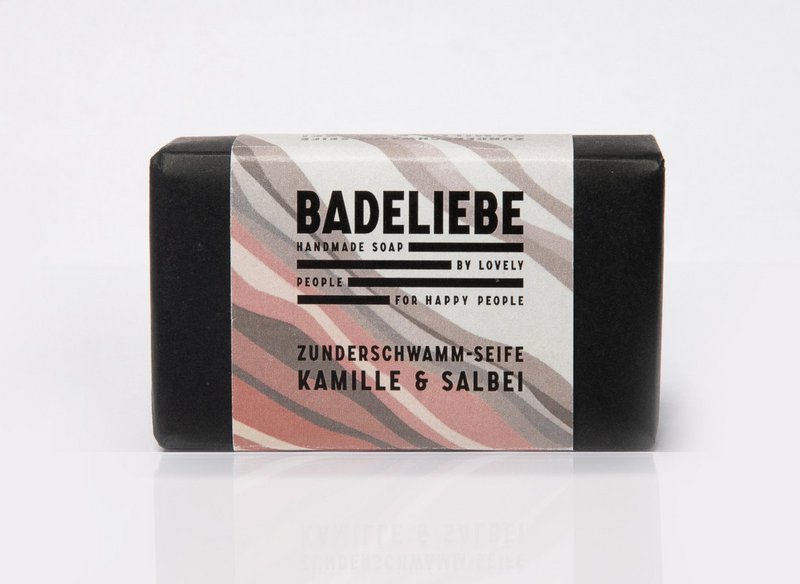 BADELIEBE - Hartseife Zunderschwamm mit Kamille und Salbei