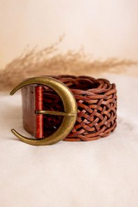 Brown leather belt wide