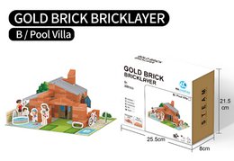 Kit de construcción STEAM DIY Villa con piscina - Piedra - ¡primero haz tus propios ladrillos y luego construye!