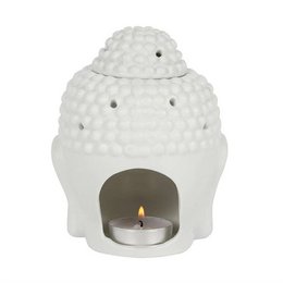 Buddha hoved oliebrænder - hvid