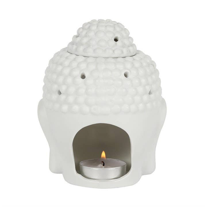 Buddha hoved oliebrænder - hvid