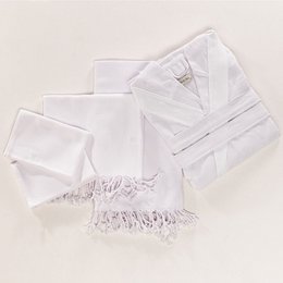 Marida Juego de bata y toalla de hammam de algodón unisex, 5 piezas