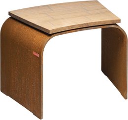  Brown curved seat made of wood for barbecue tools
