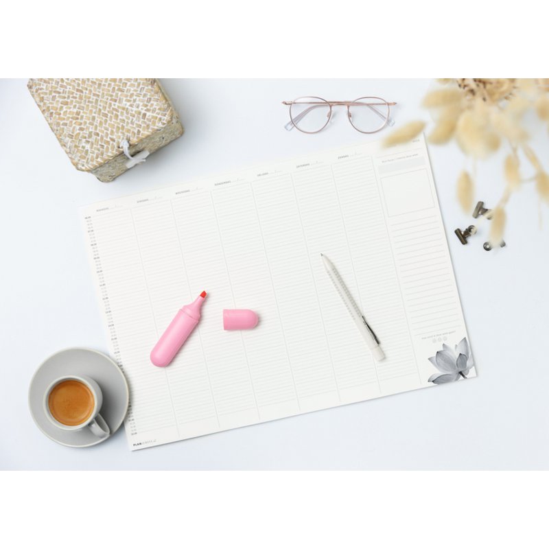 Prikkelarme A3 weekplanner / deskplanner 'Lotus' schrijfblok