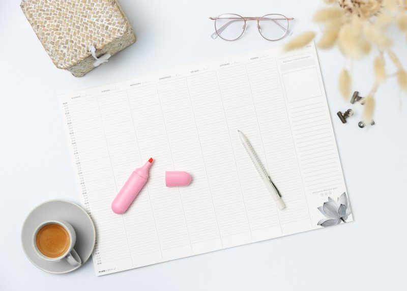 Prikkelarme A3 weekplanner / deskplanner 'Lotus' schrijfblok